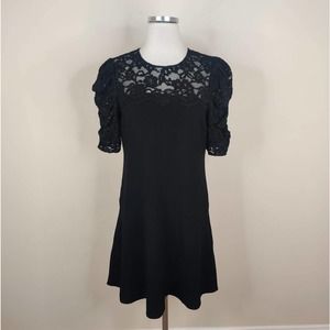 Rebecca Taylor Lace Trim Dress Short Sleeve A-Line Cocktail Party